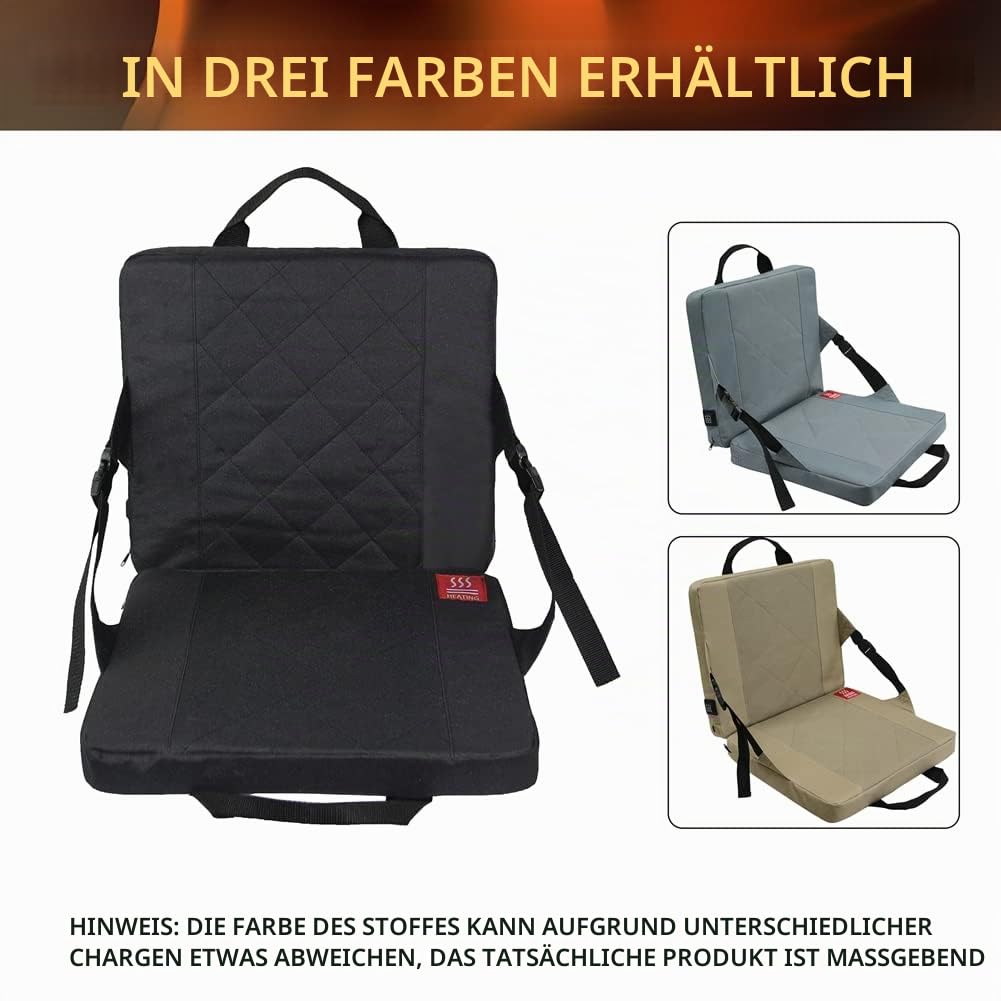 Asudaro Beheizbare Stadionsitze, Hunting Beheiztes Sitzkissen Outdoor-Strandstuhlkissen 3-Fach verstellbares Camping-Heizkissen für die Jagd, Eisfischen, Wandern, Camping, Outdoor-Aktivitäten