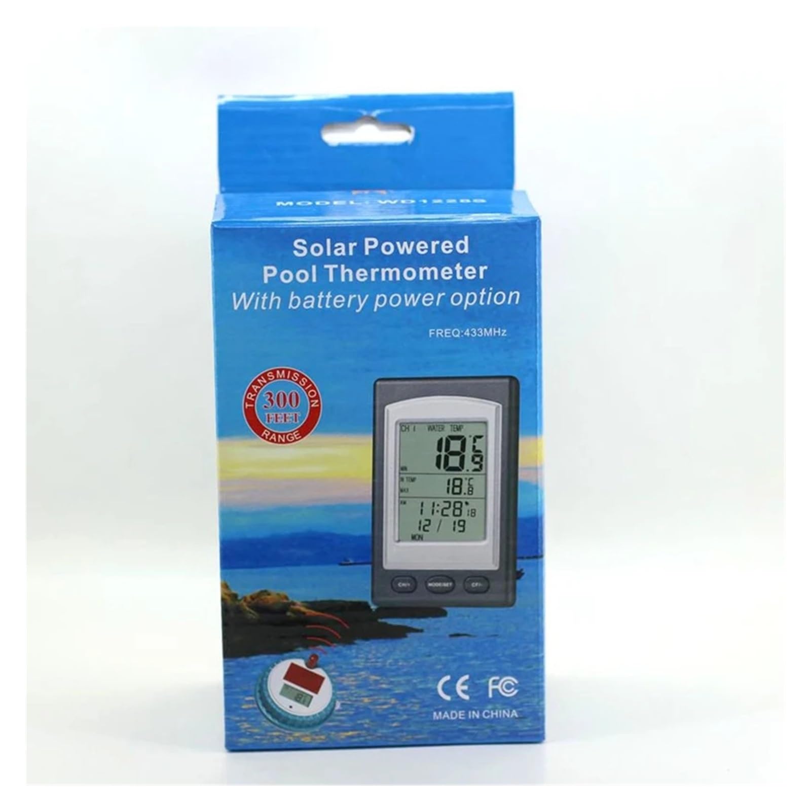 Termometro elettronico Galleggiante Wireless ad energia Solare for Acqua, Bagno, Piscina, Spa, Monitor LCD della Temperatura, IP67 Impermeabile(WS42)