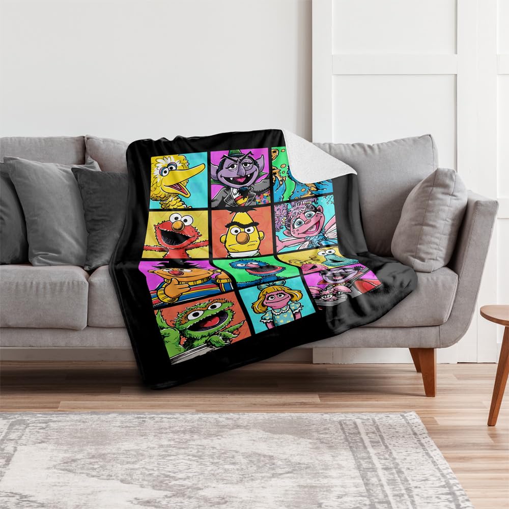 Amazon｜セサミストリートブランケット 50インチx60インチ 手描きの