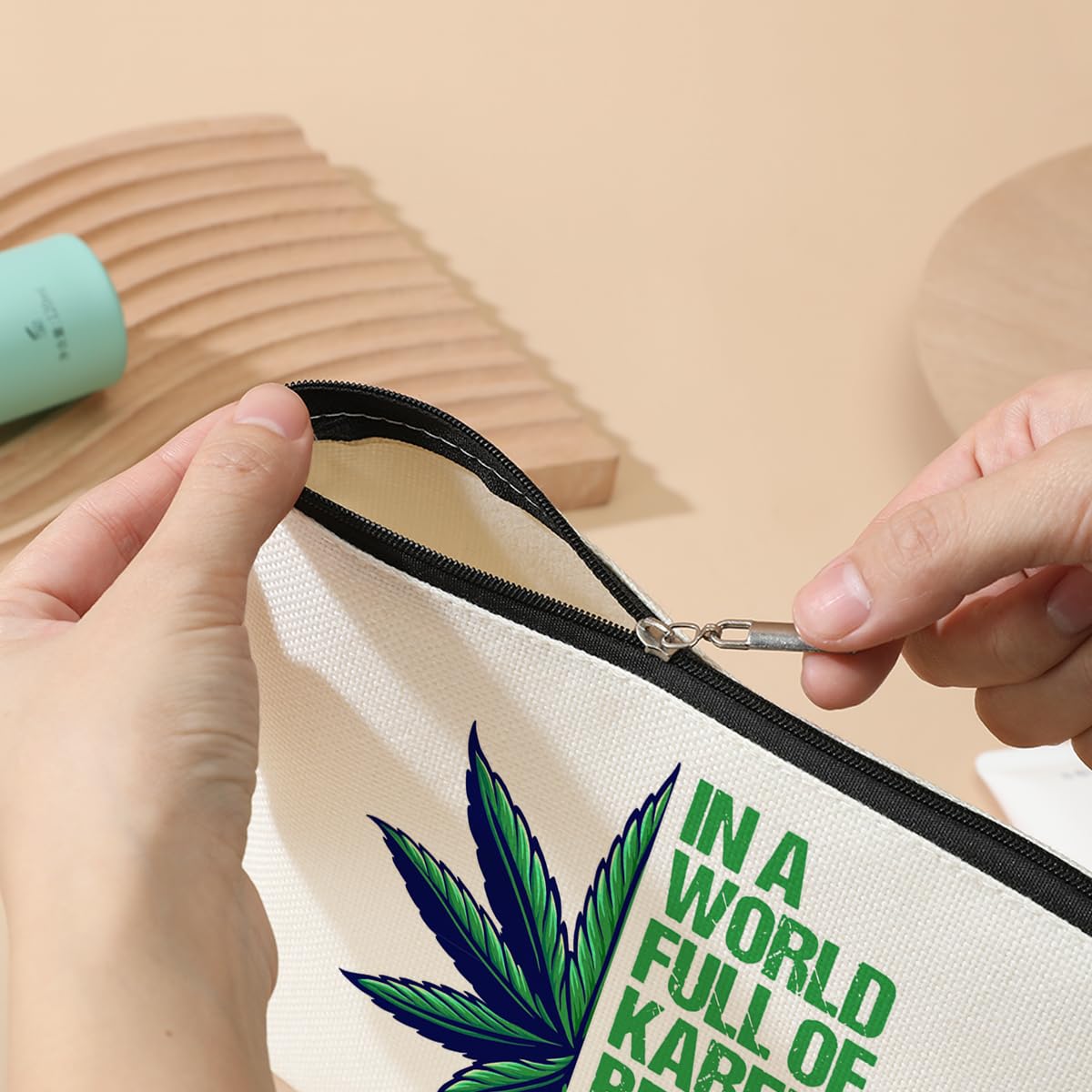 Inspired Marijuana Weed Leaf Cosmetic Bag Makeup Bag Funny Quotes Friendship Gifts for Women Friends Mom Grandma Sister Bestie Daughter Graduation Birthday Christmas