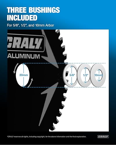 Miniatura 7 de CRALY Hoja de sierra circular de 5-38 pulgadas, 50 dientes de aluminio y metal no ferroso, eje de 0.787 in, punta de carburo, corte delgado,