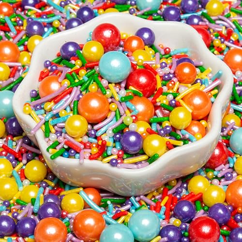 Rainbow Sprinkles for Cake Decorating, 4.6oz...