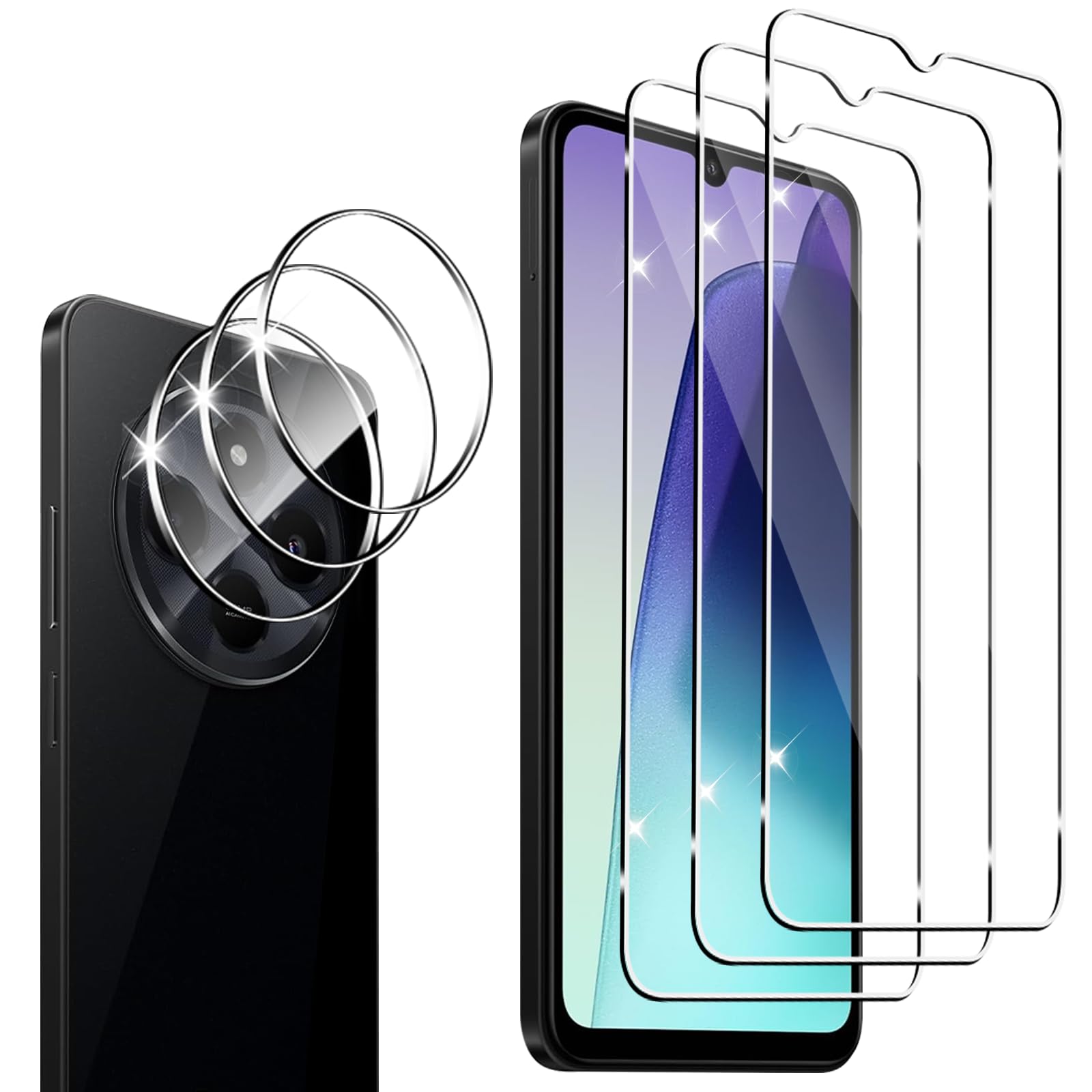 Kit Protezione Privacy Per Xiaomi Redmi 14C - Vetro Temperato 9H Per Schermo (1pz) + Fotocamera (2pz)