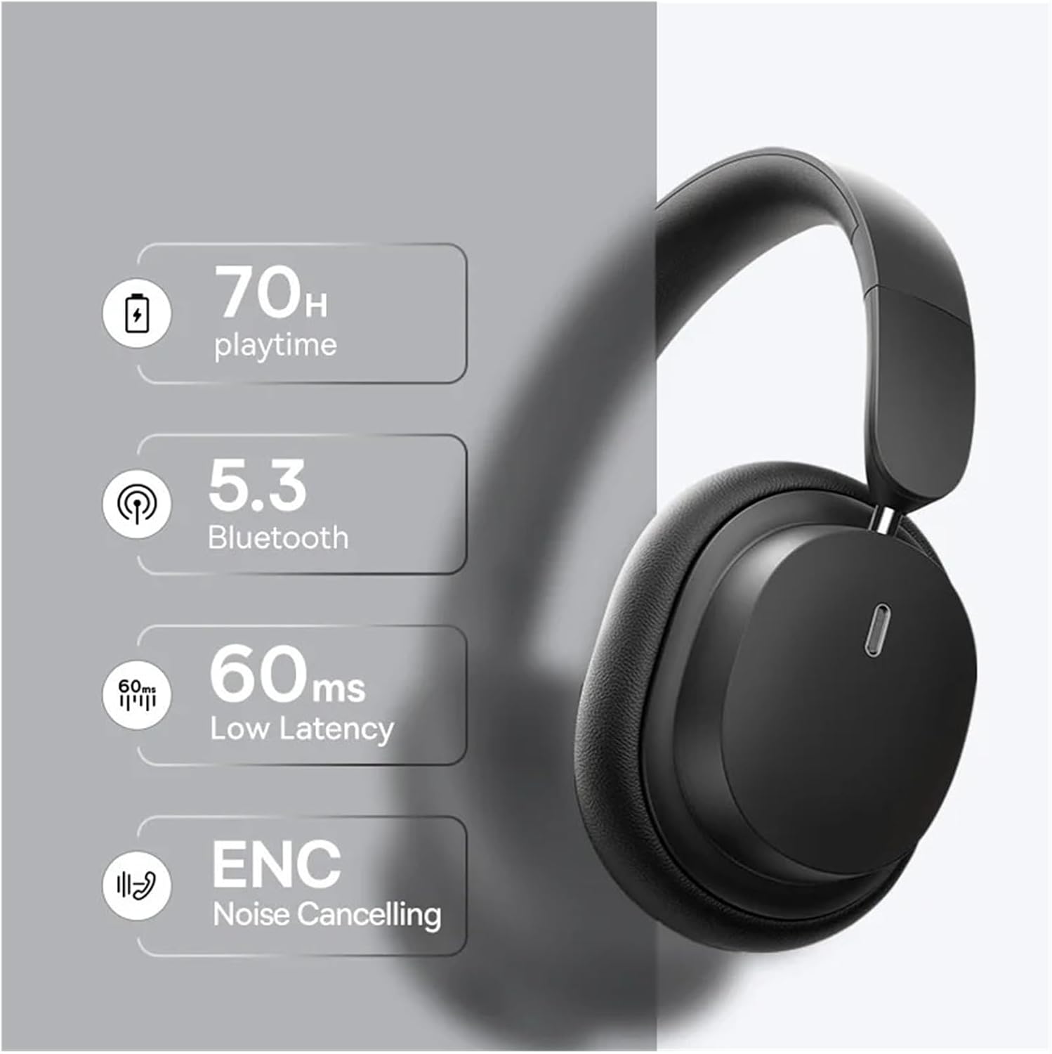 Wireless Headphones Bluetooth 5.3 HiFi Level Earphone 40mm Driver Foldable Over Ear Headsets 70H Playtime Spatial Audio(D05 White)