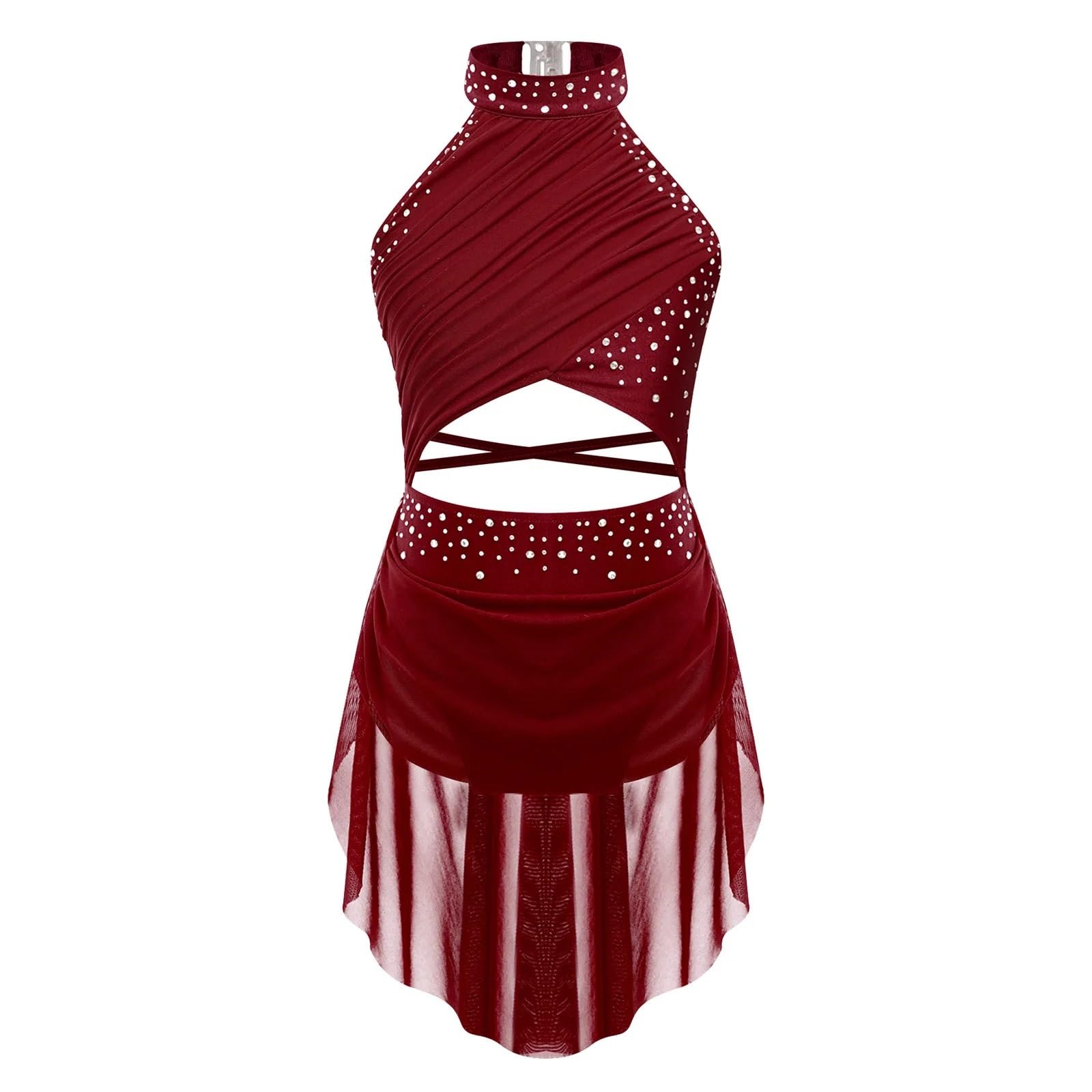 Gymnastikanzug Mädchen Ballettanzugkleid for Jazz-Lateintanzkostüm, rückenfreies Gymnastikkleid, Bühnentanzbekleidung(Color 1,12)