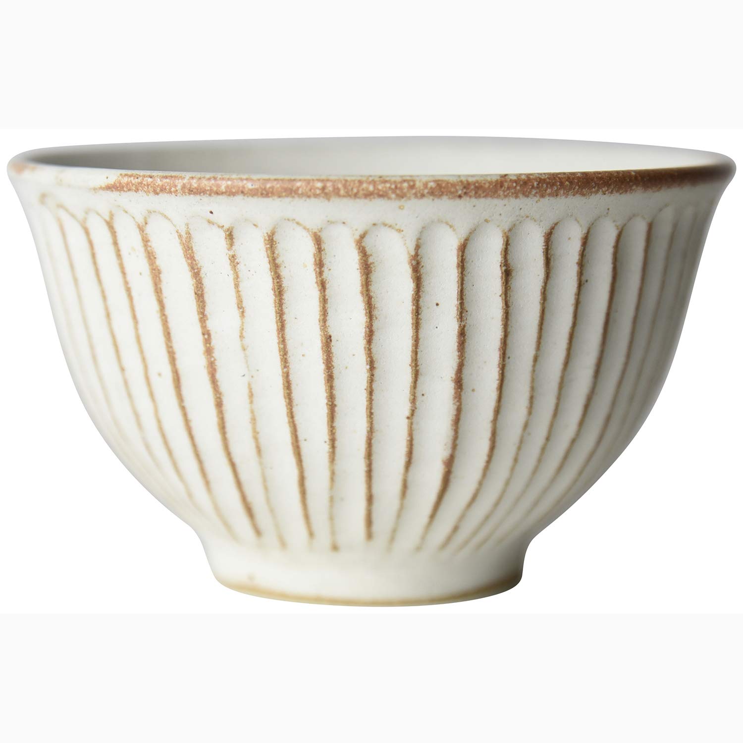 Mashiko Ware Shinogi Rice Bowl White Ceramic 4.3in Tsukamoto Made in Japan