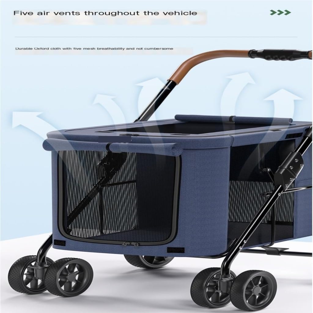 Pet Strollers Pet Stroller Dog Dog Cat Stroller Folding Outdoor Travel Portable Pet Stroller Dog Walking Cart Cat Cage Cart Pet Stroller Medium(Black)