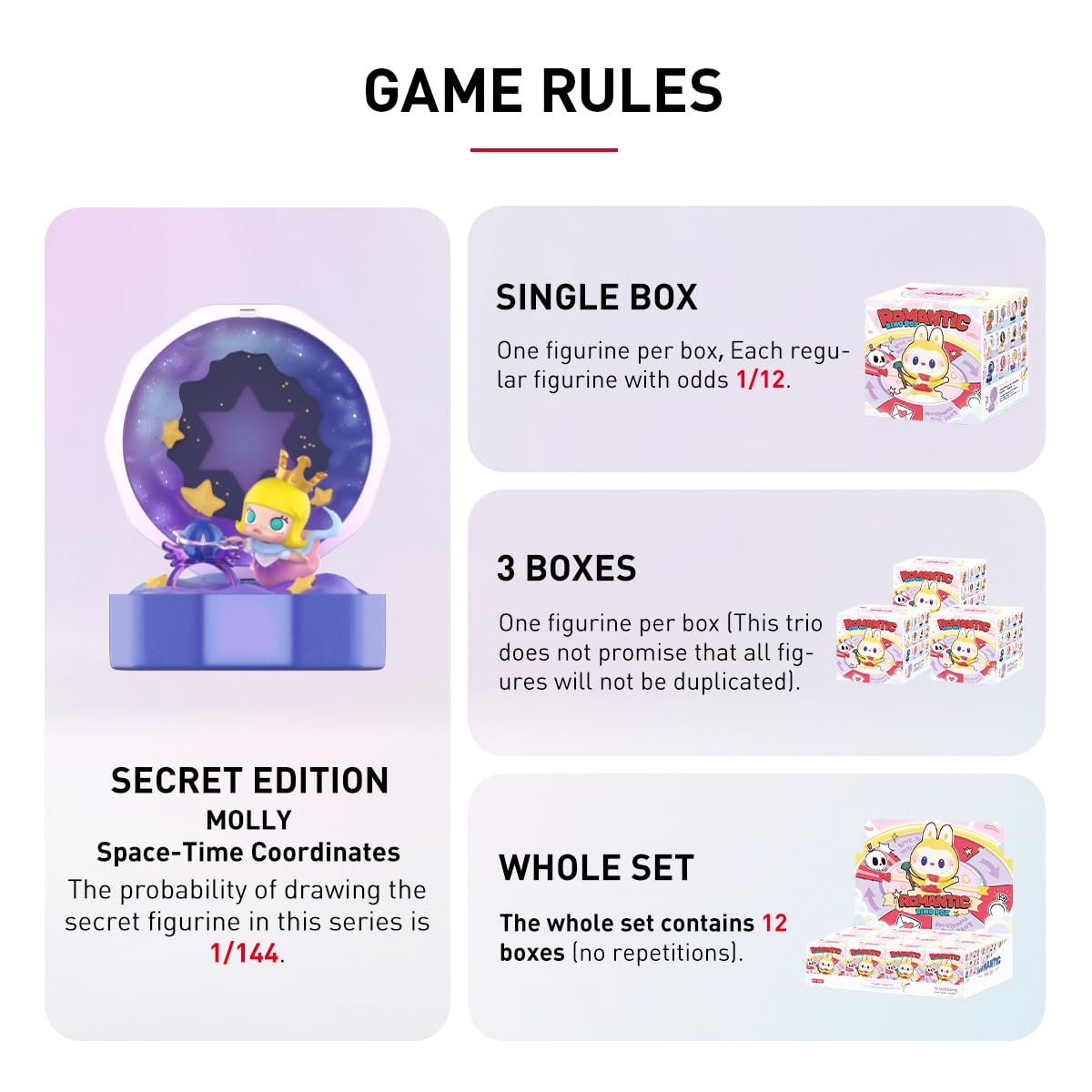 POP MART Romantic Ring Box Series 4 Scene Sets Personaggio d'Azione Giocattolo da Collezione Figura Regalo di Festa Whole Set