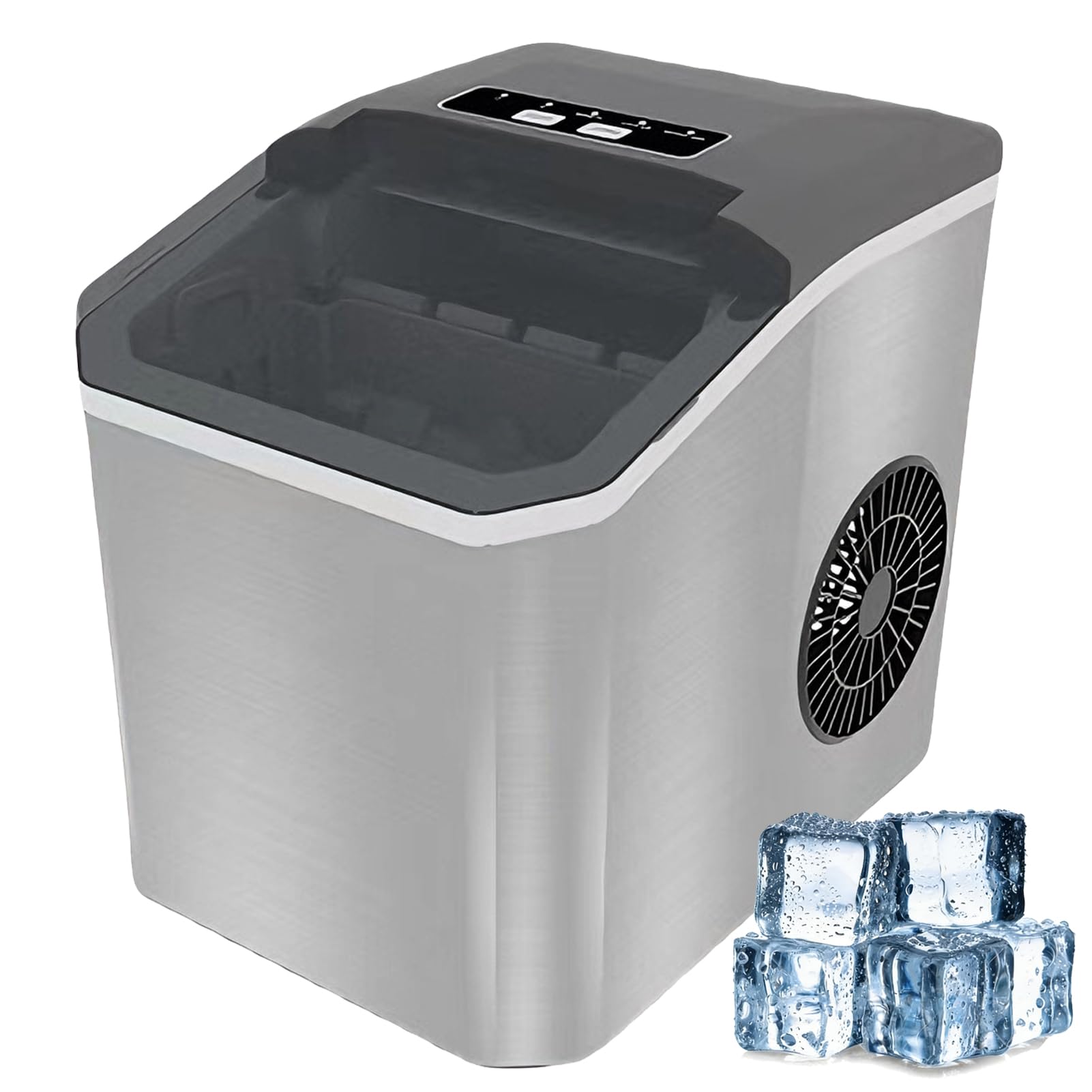 Máquina de Hielo Portátil de Encimera 1,3 L 125 W con Selección de Tamaño One Click y Autolimpieza 9 Cubitos en 6 Minutos Mini Máquina de Hielo para Hogar Cocina Oficina Bar Gray