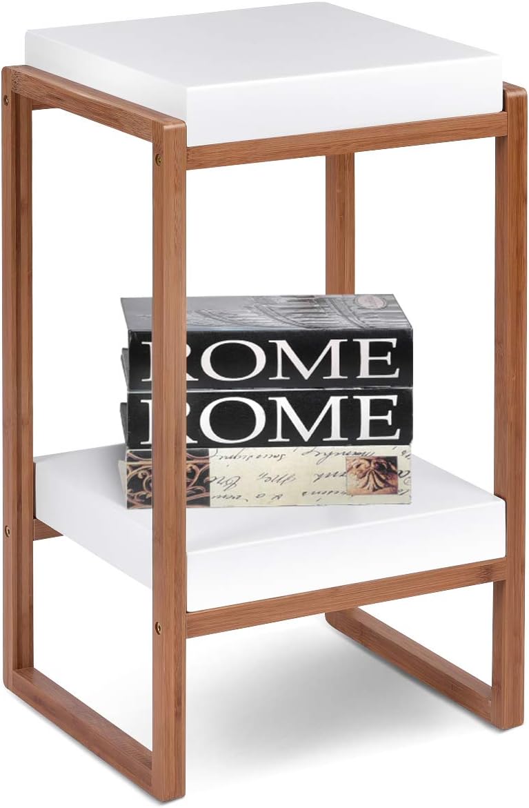Giantex End Table Bedroom Accent Storage Display Shelf Bins Night Stand Display Home Furniture (23.6" H)