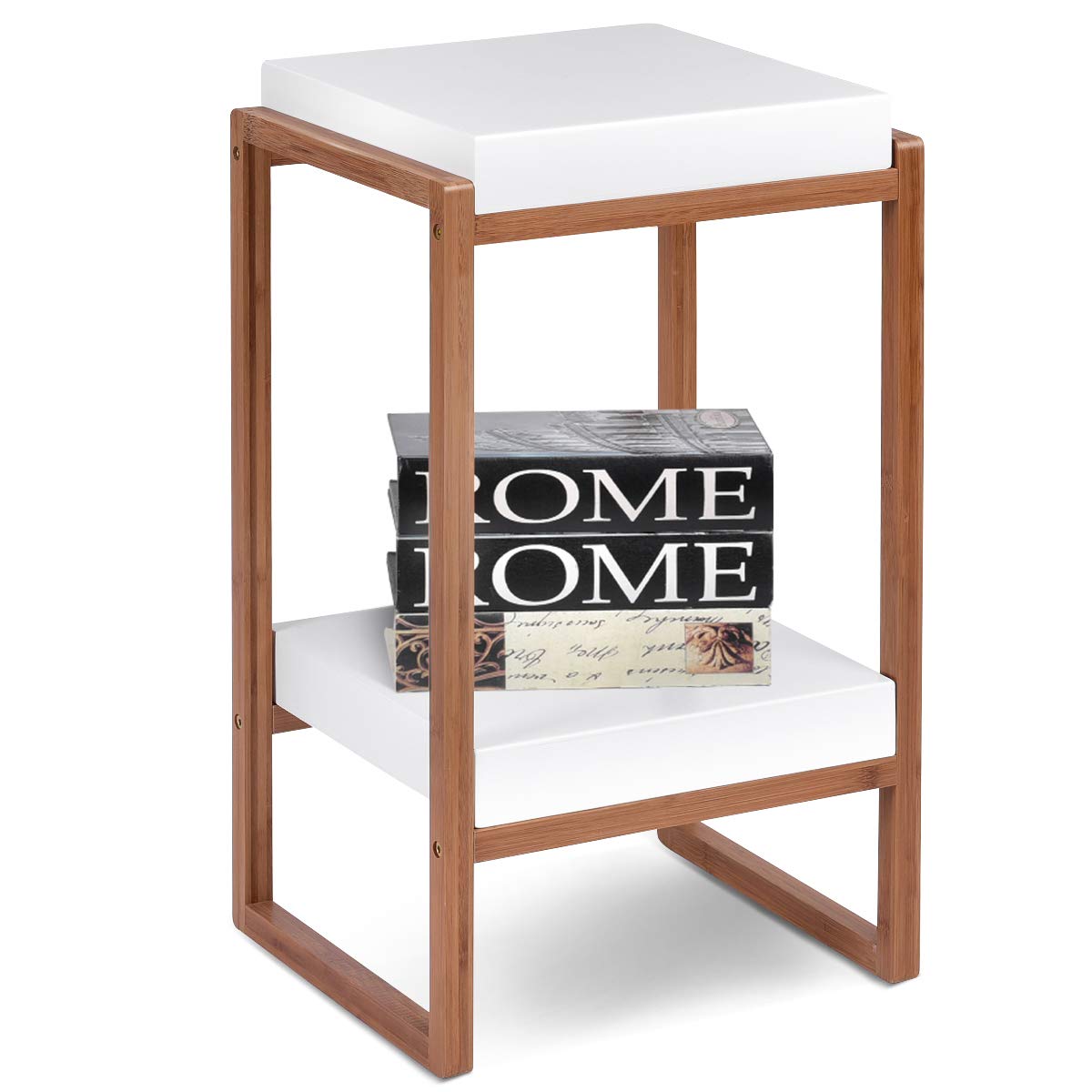 Giantex End Table Bedroom Accent Storage Display Shelf Bins Night Stand Display Home Furniture (23.6" H)