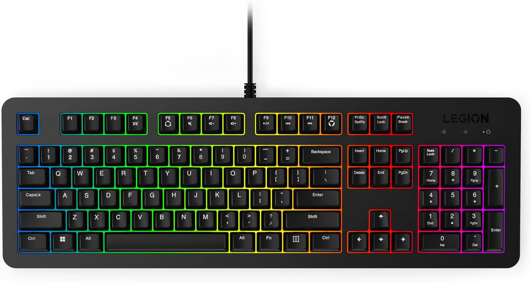 - Legion K310 RGB Wired Gaming Keyboard - Ultra-Fast Reaction Time with Tactile Keys, Quiet Key Membrane Switches, Silent Operation, RGB Illumination - Water Resistant & Compact Design