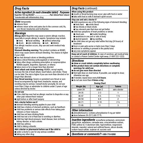 Amazon Basic Care Children's Ibuprofen Chewable Tablets 100 mg, Orange Flavor, Pain Reliever and Fever Reducer (NSAID), For Ages 2-11, 24 Count - image 5