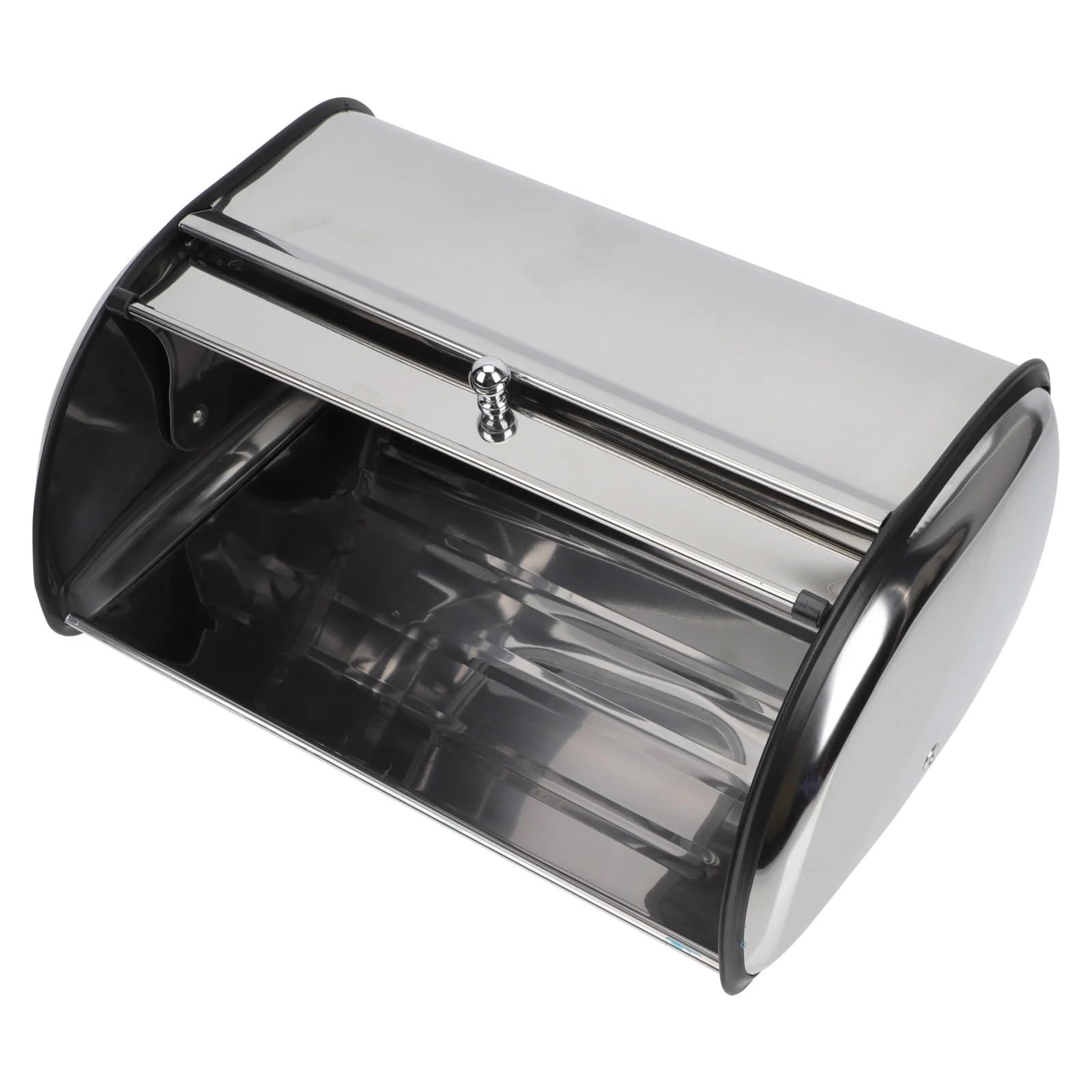 Panera Caja de pan, contenedor cocina, soporte almacenamiento, rollo encimera inoxidable, Metal, tapa acero, función organizadora grande