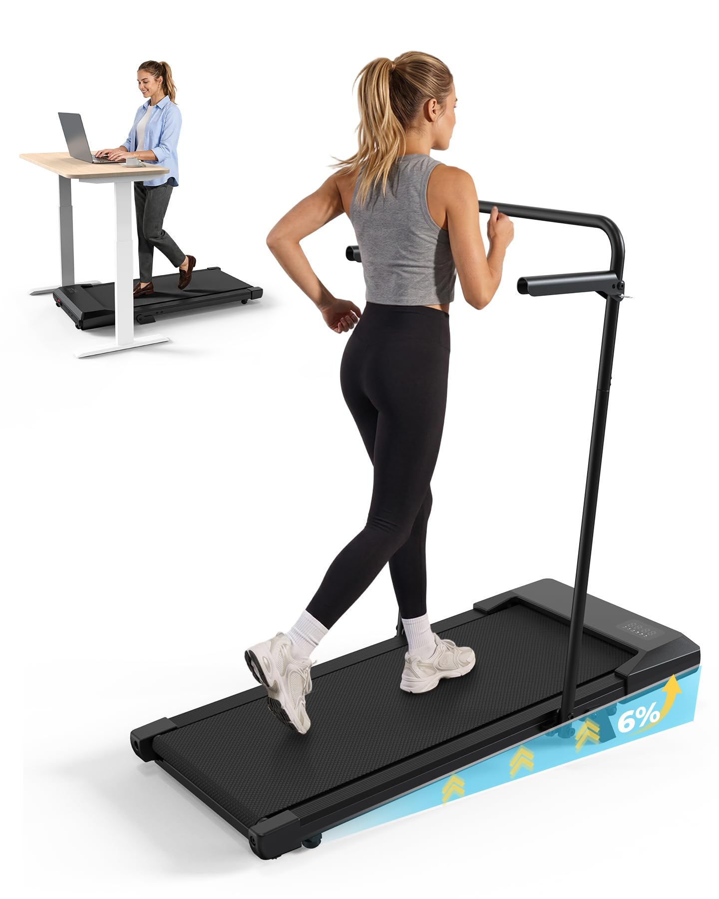 Superun Tapis Roulant Salvaspazio Pieghevole con Inclinazione 6% | Tapis Roulant Elettrico Pieghevole Mini Walking Pad Massima di 136 kg,Schermo LED, Telecomando, Controllo tramite APP