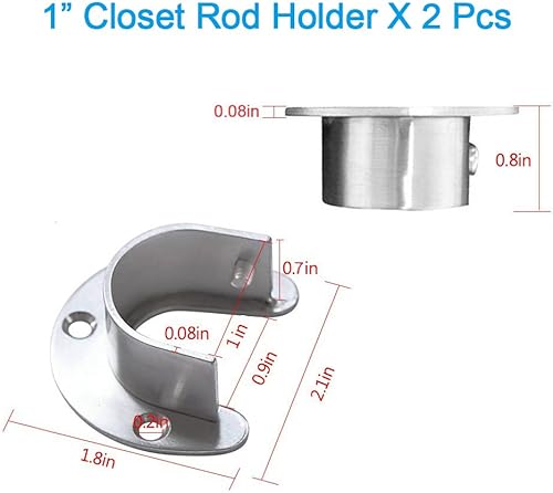 Miniatura 4 de Hysagtek Juego de 4 soportes para barra de armario en forma de U, resistentes soportes de extremo de barra de armario para barra de cortina de