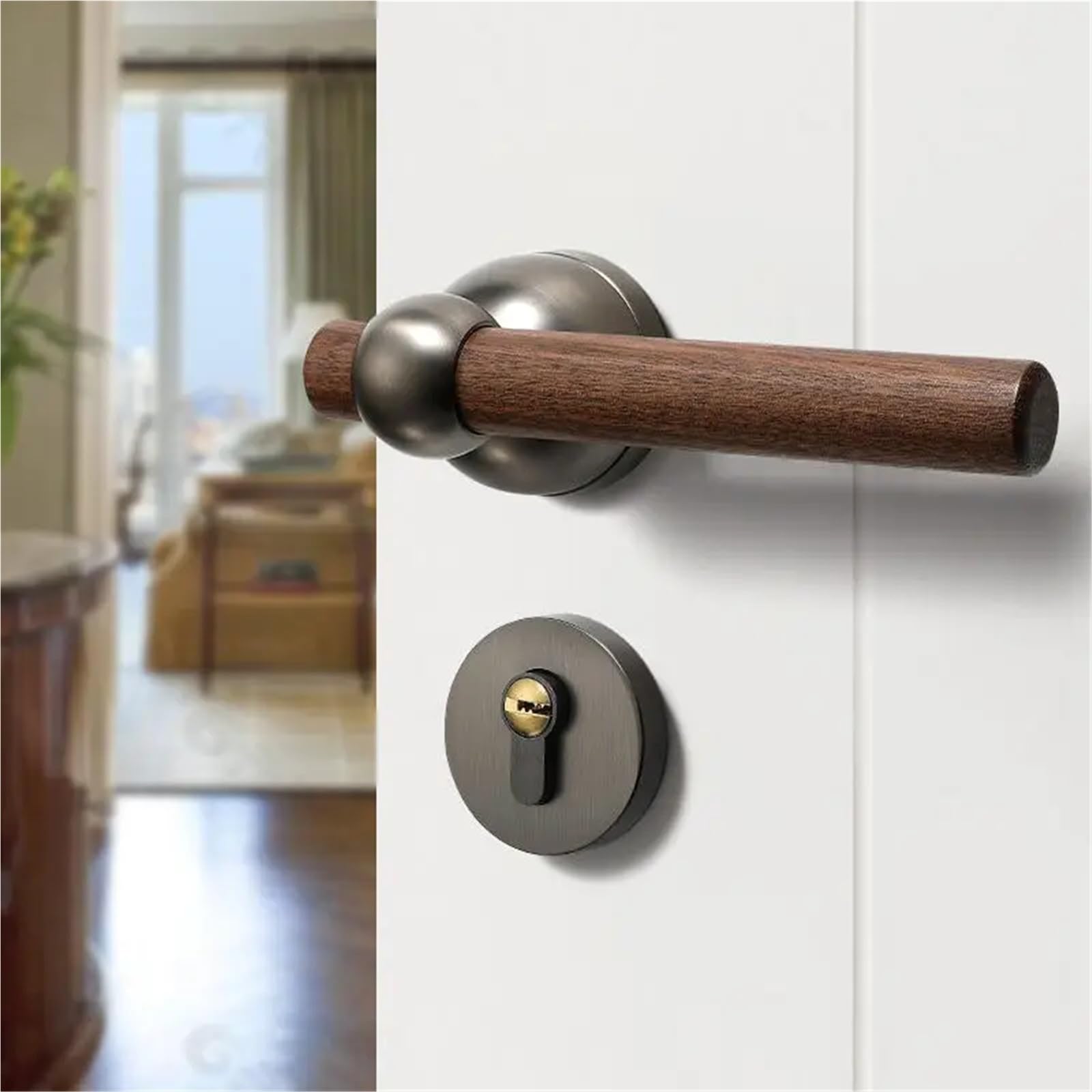 Cerradura for muebles, manija Retro silenciosa for puerta Interior de madera de nogal macizo, 1 Uds.(Brass)