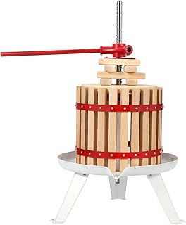 3.2 Gal/12L Fruit Wine Press, Manual Juice Maker with Wood Basket &1 Pack Filter Bag, Stable Triangular Structure, Making Press for Cider Apple Grape Tincture Vegetables Honey Olive Oil