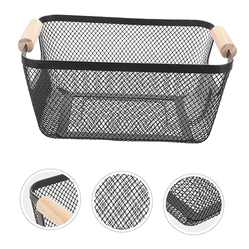 Cesta metálica rejilla negra PRETYZOOM rectangular de gran capacidad 6