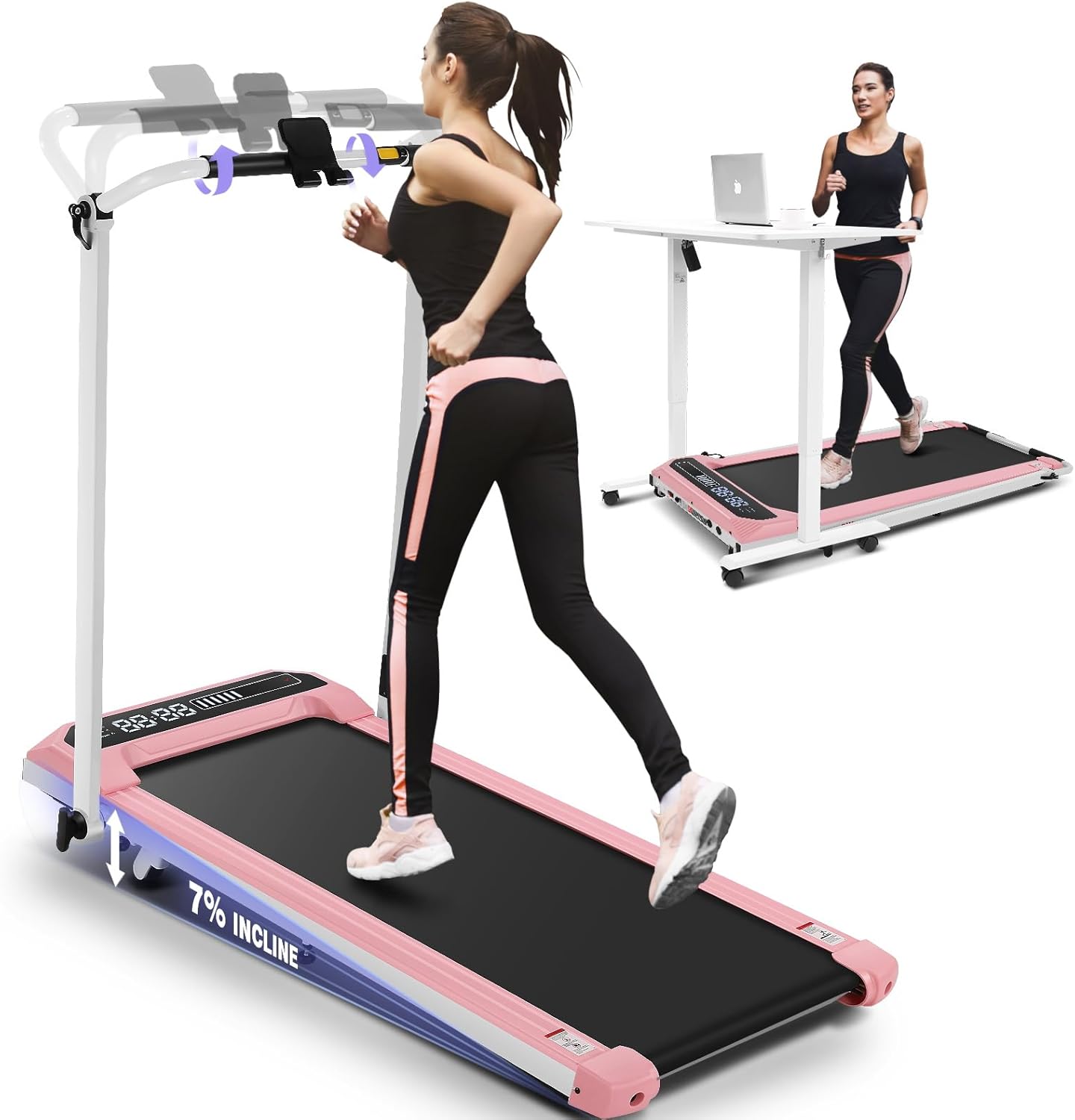 ANCHEER Walking Pad Treadmill with Handle Bar and Incline, 3 in 1 Portable Under Desk Foldable Treadmills for Home Small Office with 300 lb Capacity, 2.5HP Quiet Compact Electric Running Machine ANCHEER Walking Pad Treadmill with Handle Bar and Incline, 3 in 1 Portable Under Desk Foldable Treadmills for Home Small Office with 300 lb Capacity, 2.5HP Quiet Compact Electric Running Machine
