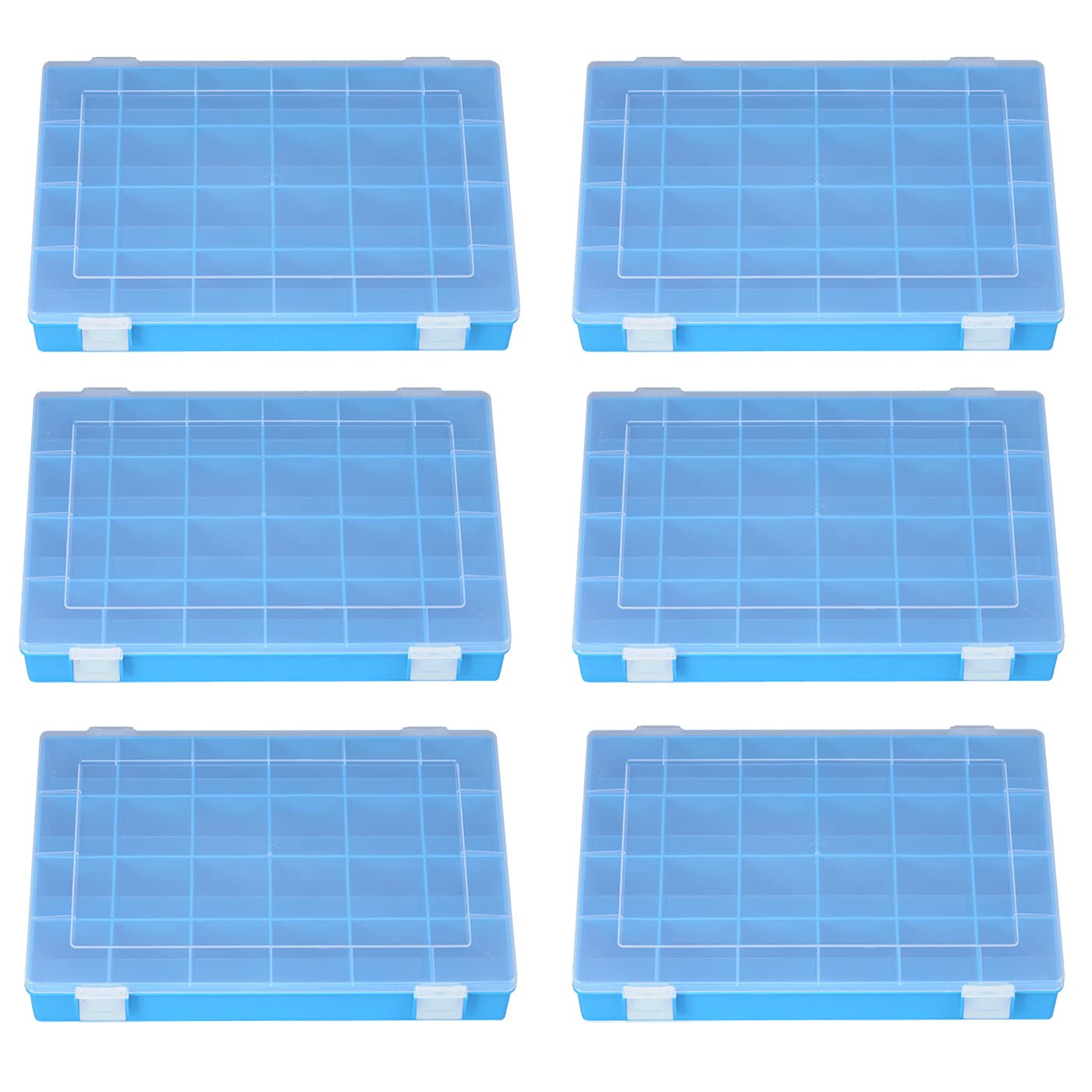 6x Angelbox PRO blau 24 Fächer NEU Angelkoffer 6er-Set Boxen Kleinteile Box 6 St
