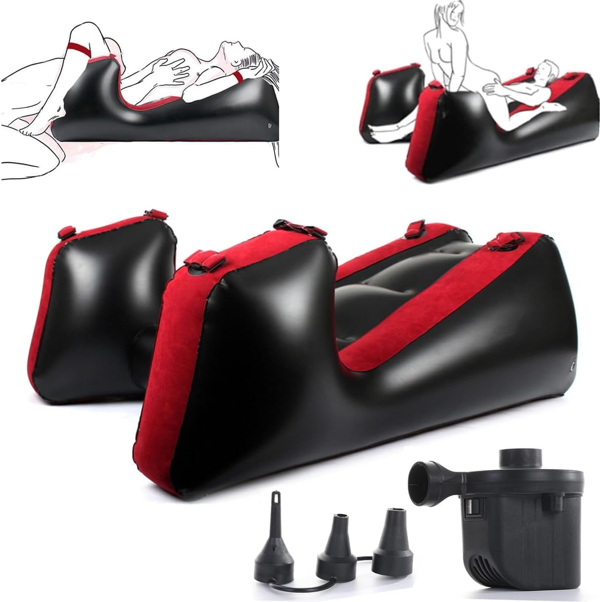 Inflatable Sex Sofa Chair with Electric Air Pump, Yocare Sex Bondage Furniture Cushion, Couples BDSM Toys Deeper Position Support Pillow, PVC Flocked