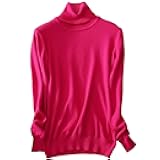 Women's Turtleneck Knit Sweater Lightweight Winter Cozy Knitted Solid Color Long Pullover Tops