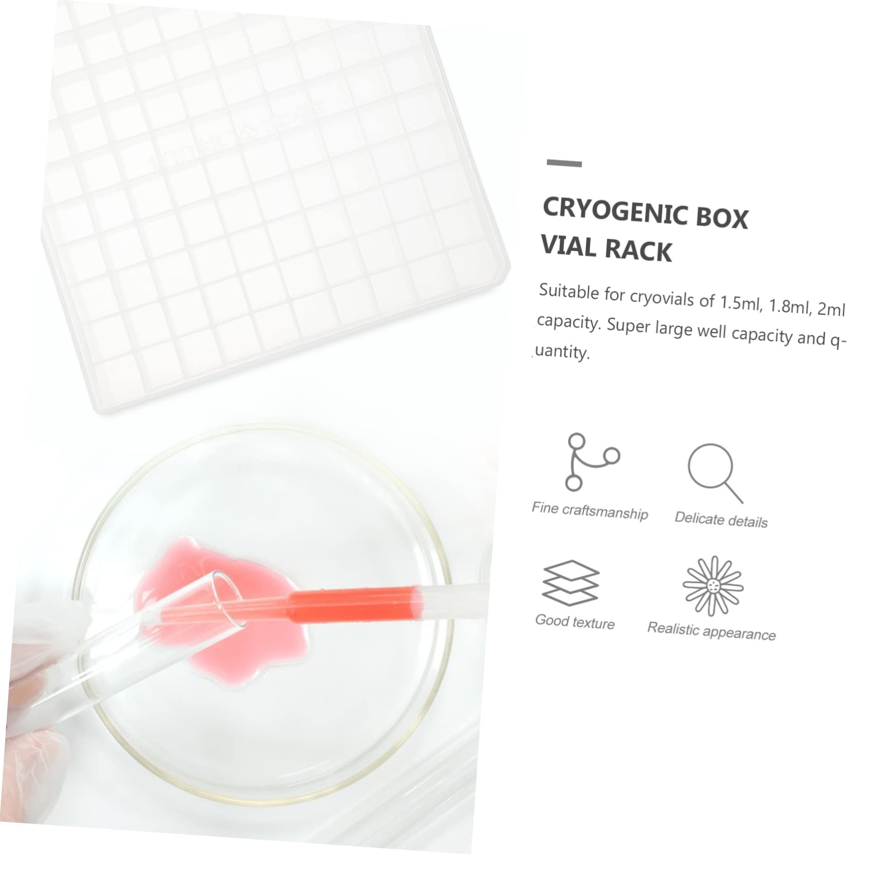 SOLUSTRE 2er-Box Cryo-röhrchen-Box Gestell Für Kryoröhrchen Aufbewahrungsbox Für Kryoröhrchen Kryoröhrchenbox Gefrierschrank Für Zentrifugenröhrchen Reagenzglasgestell Pp Durchscheinend
