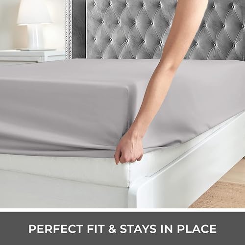 Vista 59 de IR Imperial Rooms Sábana bajera ajustable tamaño King – Sábanas bajeras de 16 pulgadas de profundidad de 16 pulgadas de microfibra suave premium