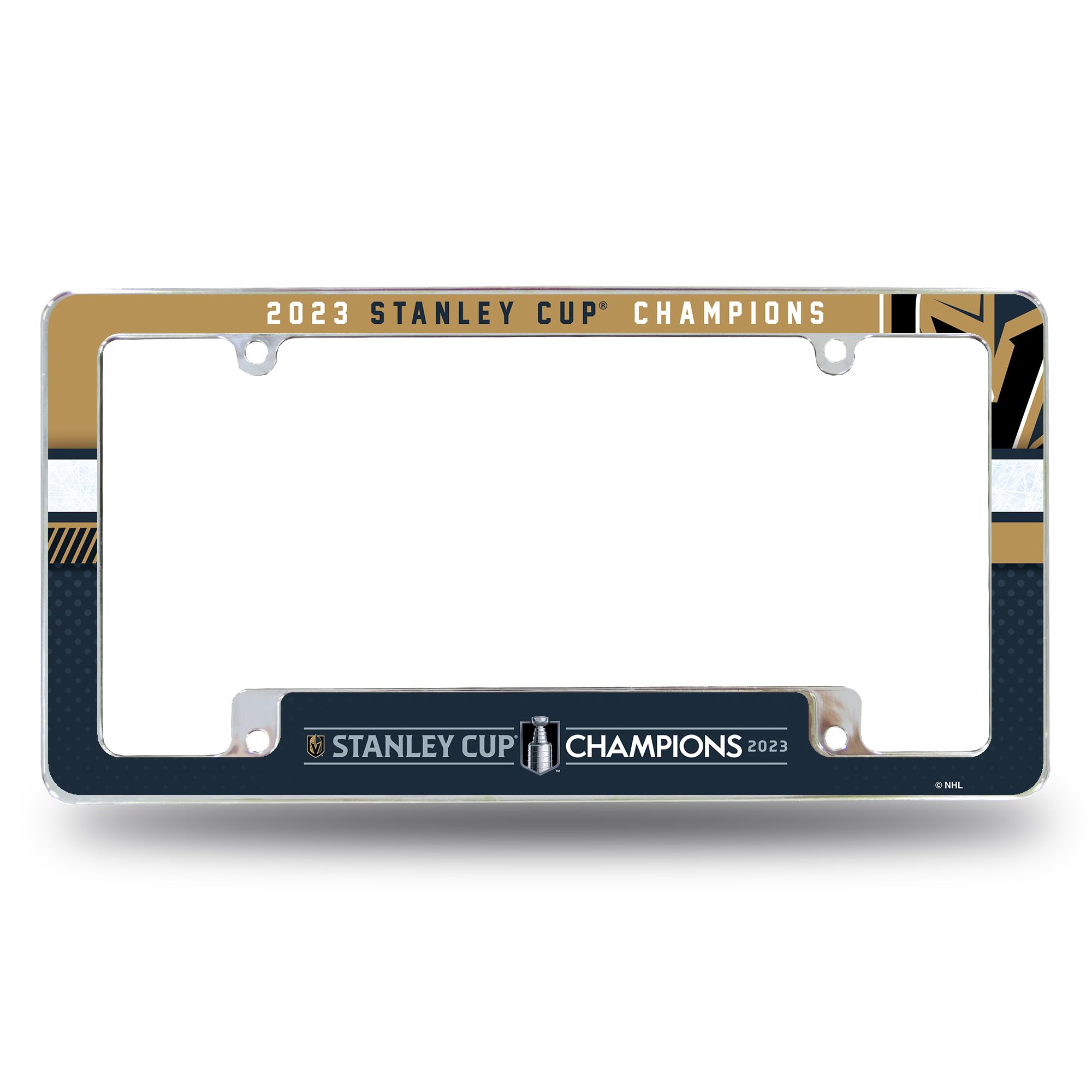 Rico Industries NHL Hockey Vegas Golden Knights 2023 Stanley Cup Champions 12" x 6" Chrome All Over Automotive License Plate Frame for Car/Truck/SUV