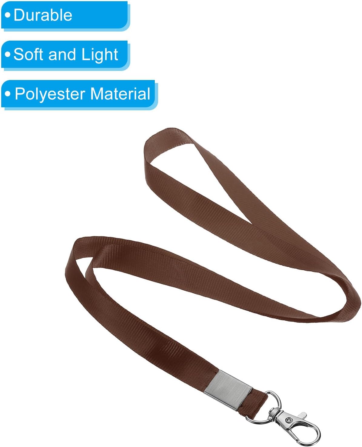 PATIKIL 17" Neck Lanyards, 50 Pack 0.6" Width Flat Strap Lanyard with Swivel Hook Clip for Name Tag Badges Holder ID Card Keys, Brown
