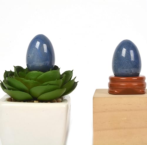 Miniatura 3 de Justinstones Piedra preciosa natural de aventurina azul de cuarzo de 1.181 in en forma de huevo, cristal curativo de chakras, equilibrio de energía,