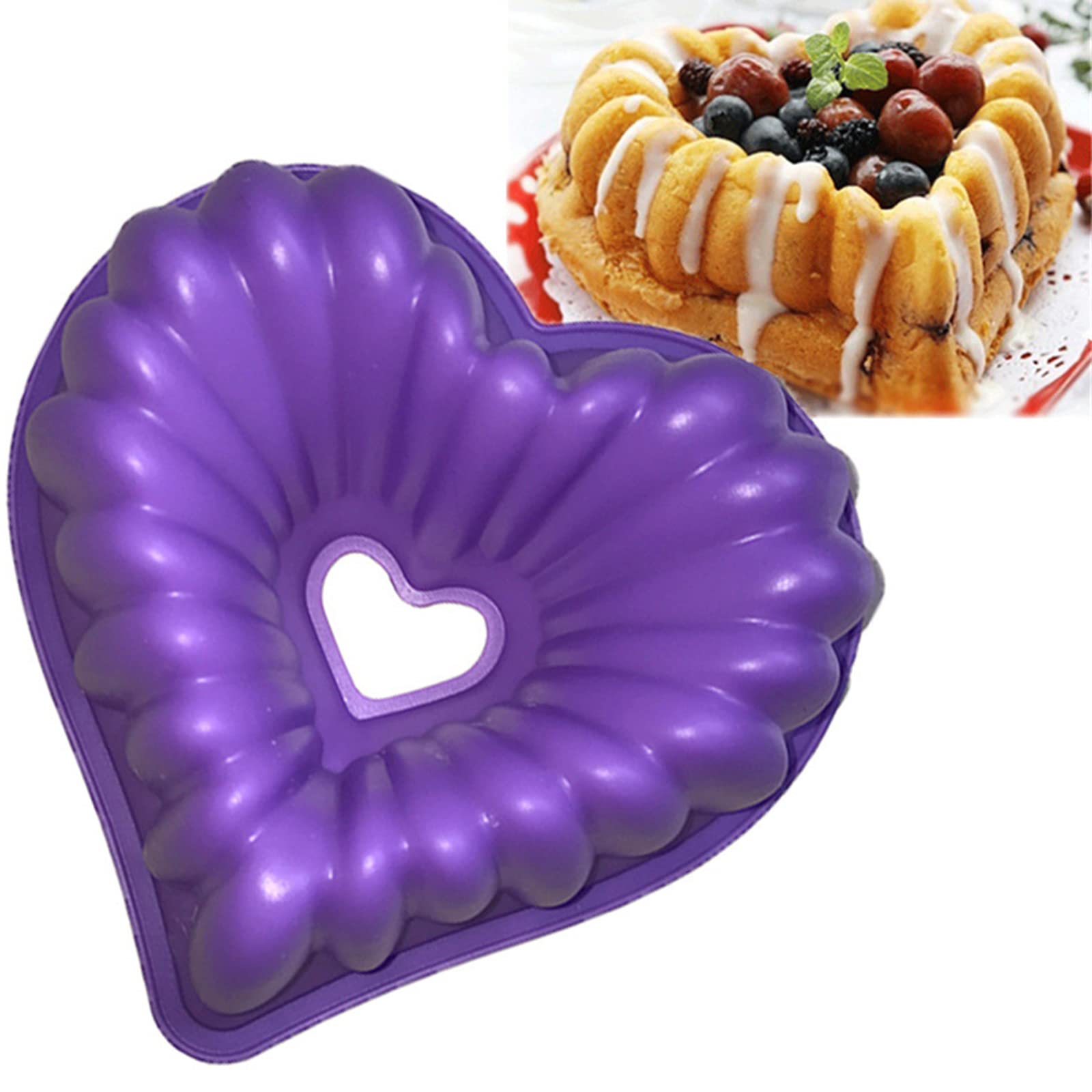 RoseFlower 3D Silicone Love Heart Shape Cake Mold, Large Silicone Heart Shaped Bread Mold, Chocolate Dessert, Baking Pastry Molds, Non Stick Bakeware Accessory โ image 1