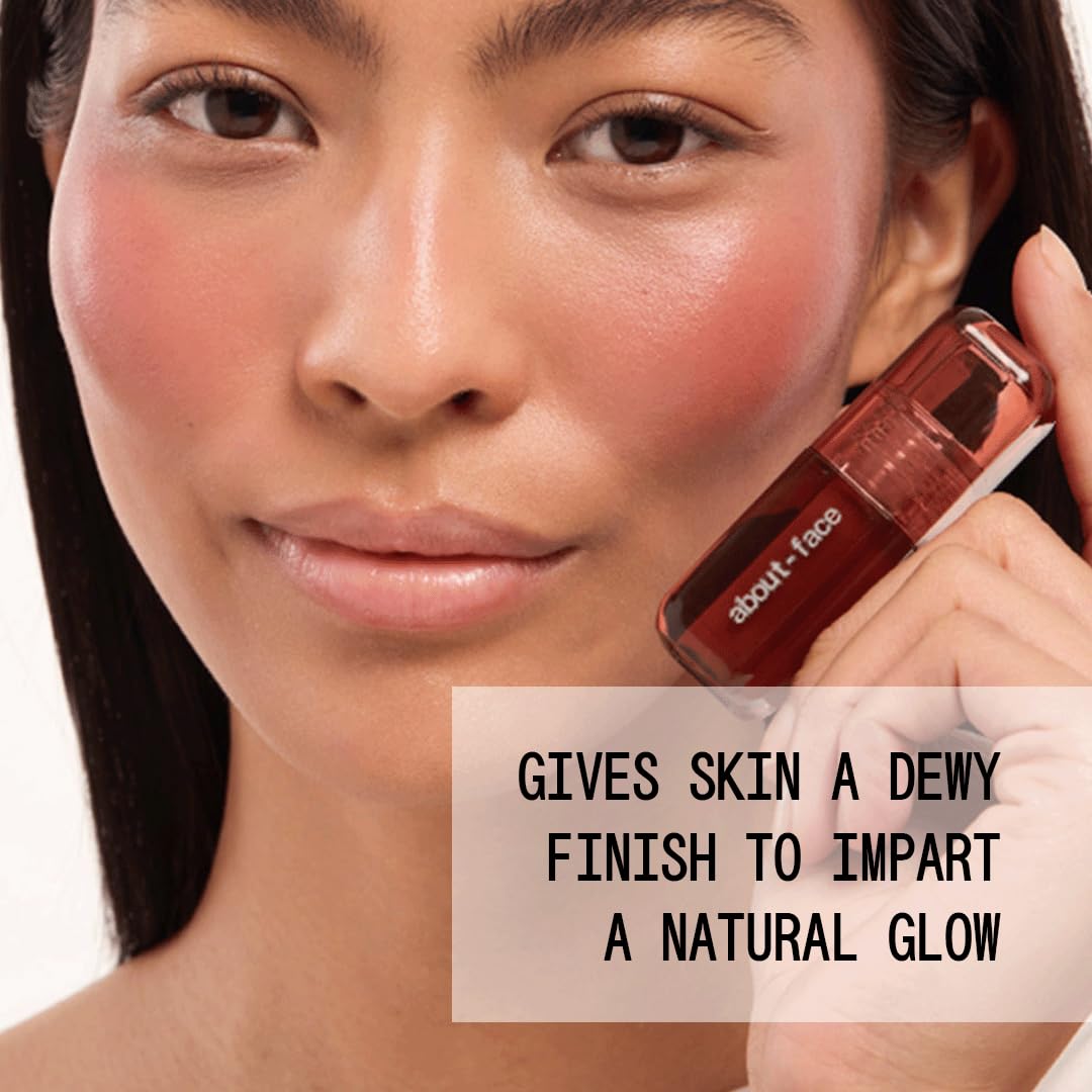 about-face Blush Rush Liquid Blush – Hydrating, Buildable Formula with Jojoba Oil, Hyaluronic Acid, and Squalane – Long-Lasting Dewy Finish – Vegan & Cruelty-Free (Grand Prix – Rich Brown) - Image 2