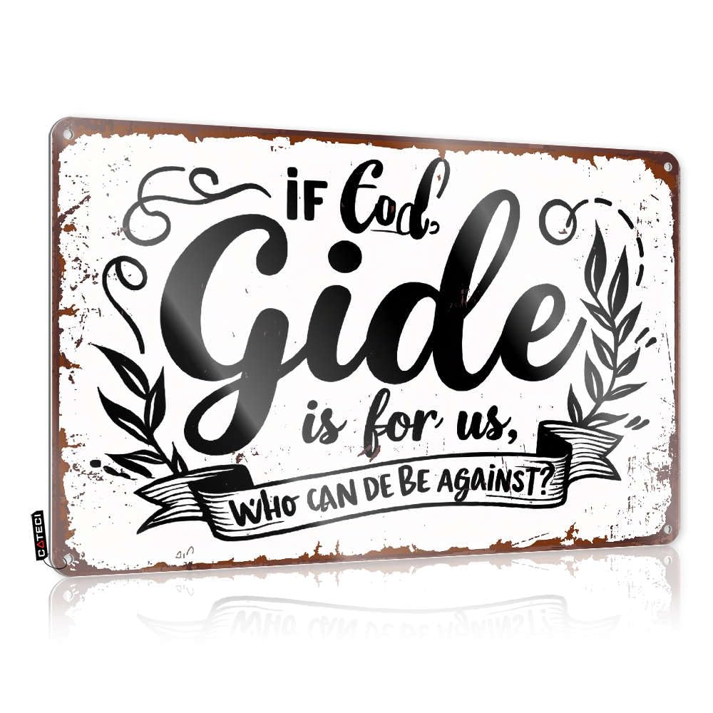 Decoration Statue Wall Art - If God Is For Us, Who Can Be Against? Present Country Retro Style Decoration For Kitchen Bar(30X40CM)