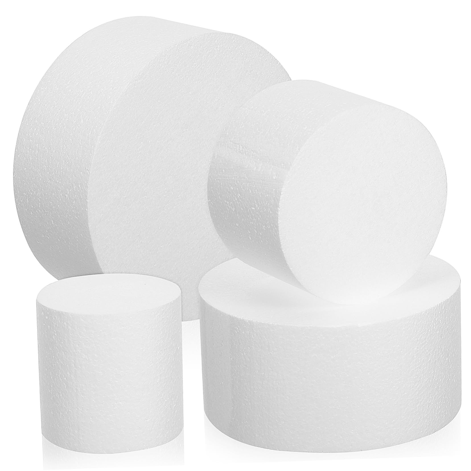 IMIKEYA Set 4 Stampi per Torta Rotondi in Schiuma Bianca, Leggeri e Riutilizzabili, Decorazioni per Torte Matrimonio e Centrotavola Eleganti