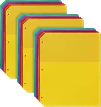 Oxford Poly Binder Dividers, Divider for 3 Ring Binder, Double Pocket, 3 Hole Punch Organizers, Bright Colors, 5 Untabbed Non-Stick Organizers, Durable Plastic, Pack of 3 Index Dividers (59800)