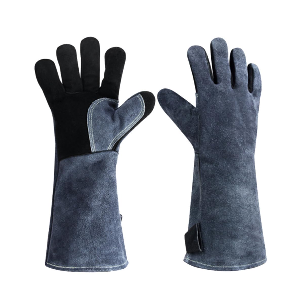 Didiseaon 2 Paia Guanti Barbecue in Pelle Nera Resistenti al Calore per Uso | Antiscivolo, Facili da Indossare e Togliere, Comfort Durante la Cottura