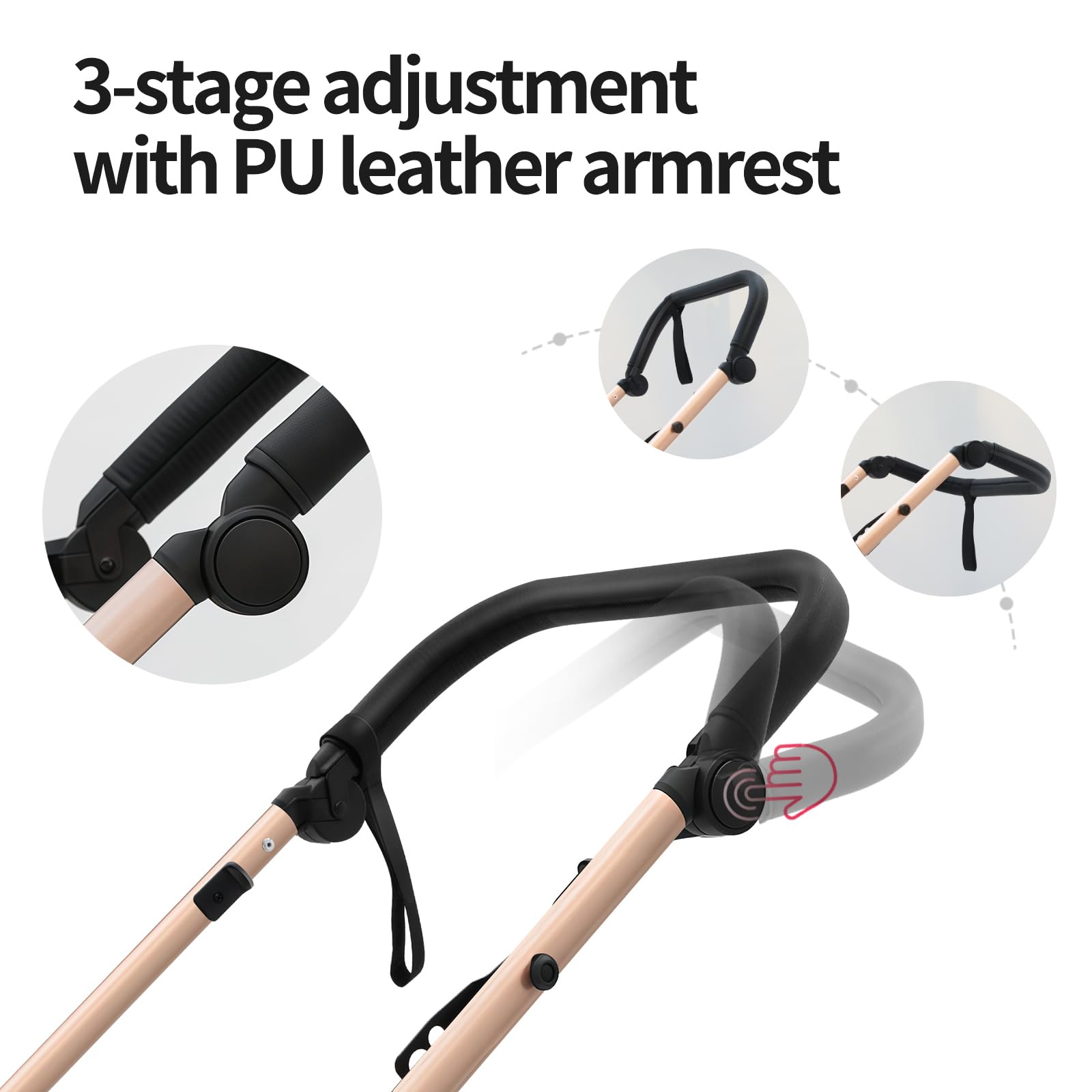Passeggino 3 in 1, Trio Neonati da Viaggio Reversibile, Passeggino Pieghevole One-Click e Accessori Completi, Doppia Modalità di Freno per Ruote Anteriori e Posteriori