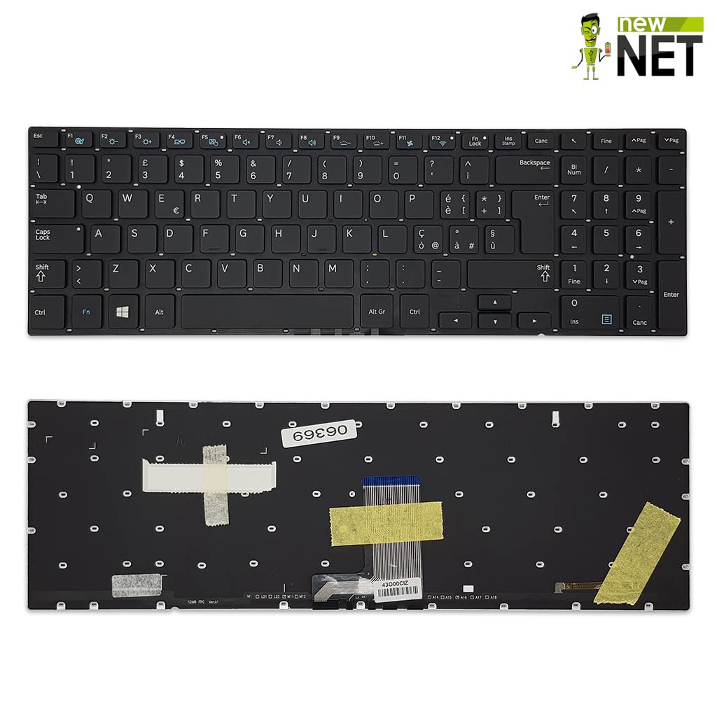 new net - Keyboards - Tastiera ITALIANA compatibile con Notebook Samsung NP450R5C NP670Z5E NP680Z5E NP770Z5E NP780Z5E NP870Z5E NP870Z5G NP880Z5E[ Senza frame - Retroilluminata - LAYOUT ITA ]