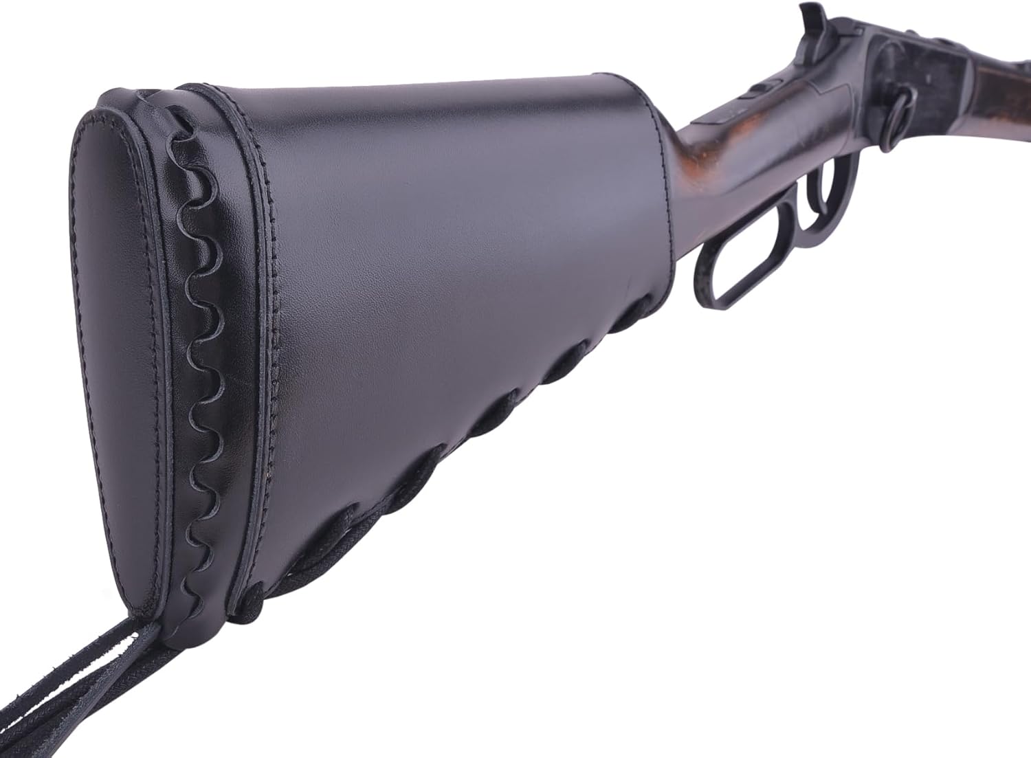 Full Grain Cowhide Leather Rifle Buttstock Ammo with Cartridge Holder for .45-70 308 30-06, Hand Stiched Ammo Sleeve