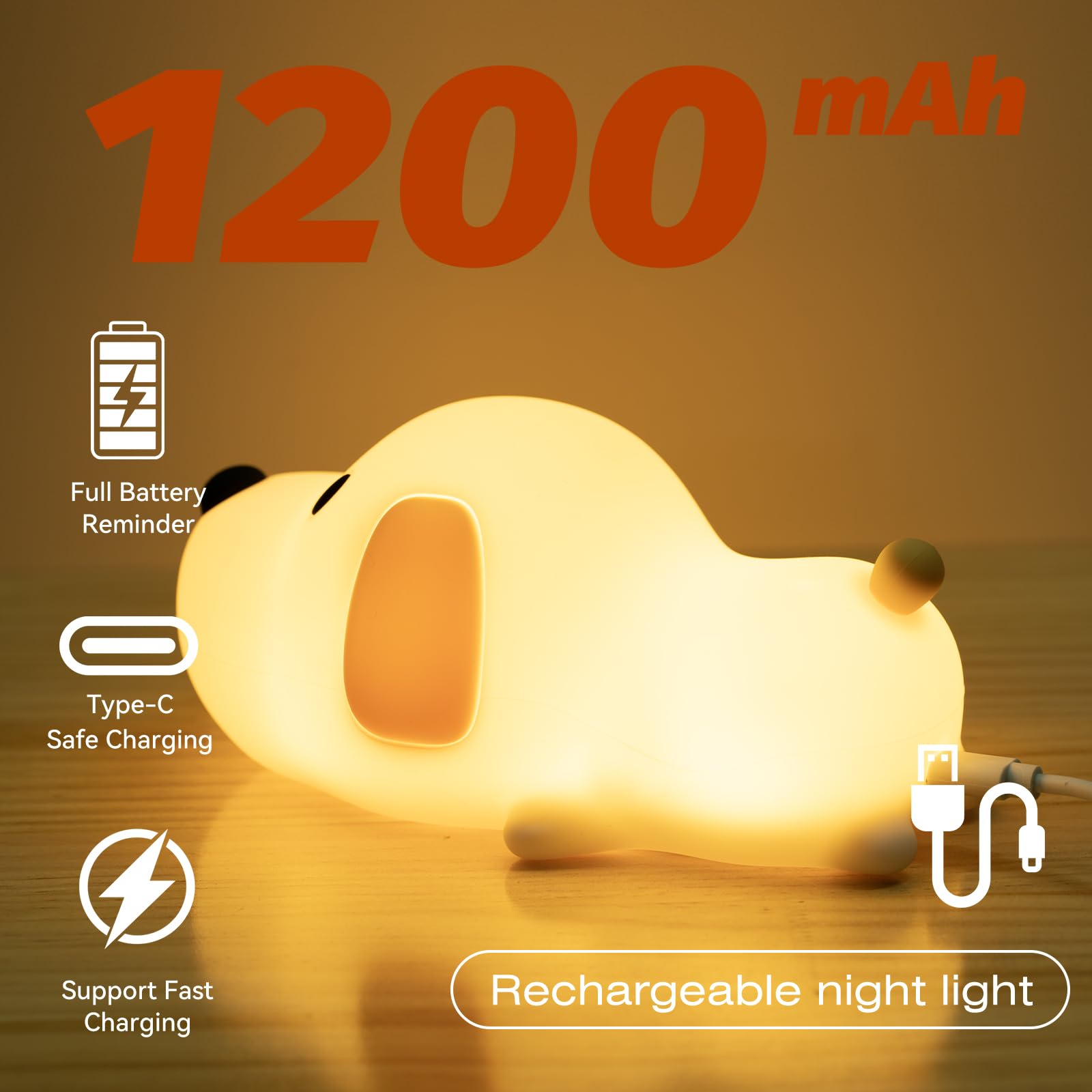 Danolt Lampka nocna dla psa, silikonowa lampka nocna, ściemniana, lampka nocna dla dzieci