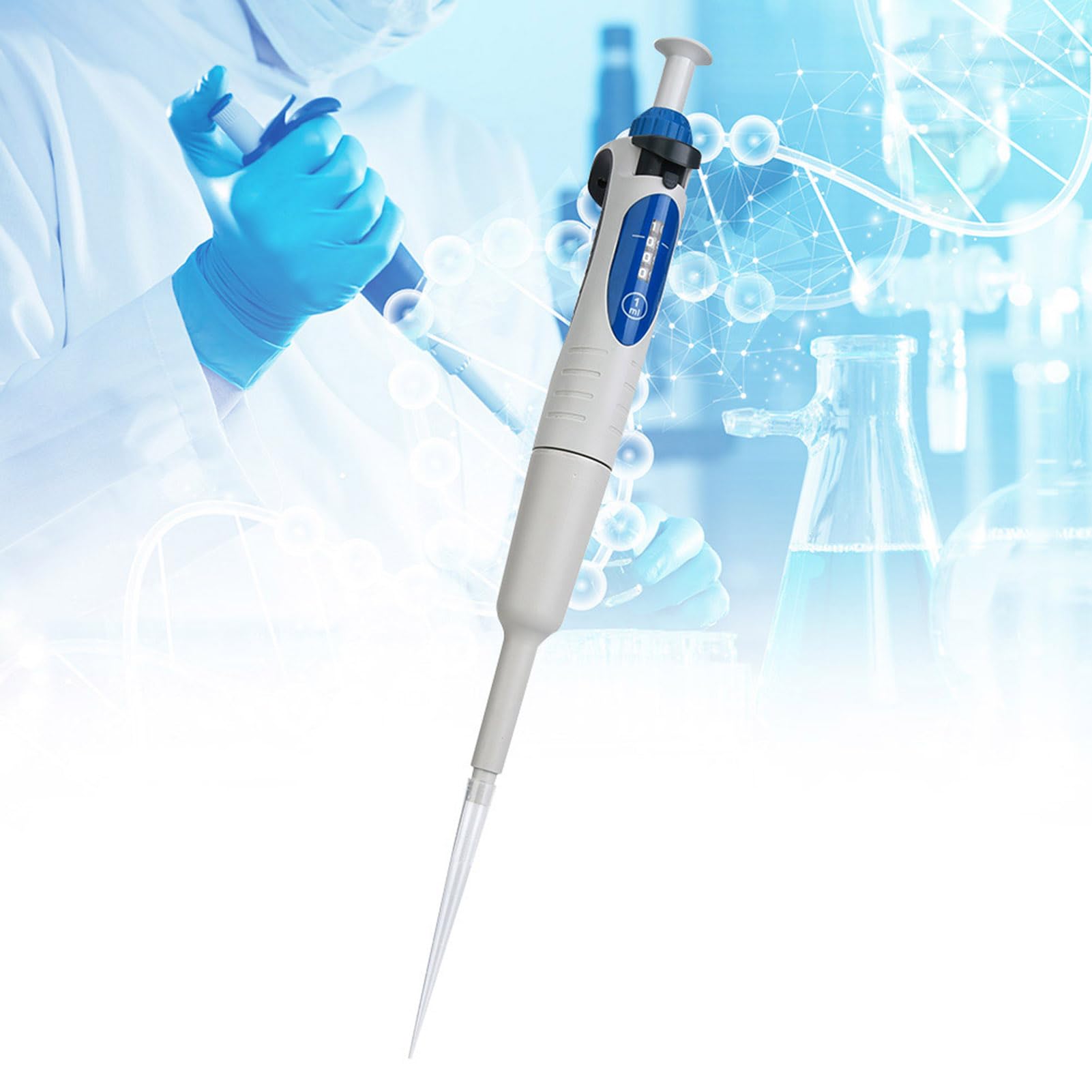 YWBL-WH Verstellbare Einkanalpipette, Kunststoff-Mikropipette, 100–1000 μl, Digitale Anzeige, 1 μl-Schritte, Ergonomischer Griff für den Einsatz Im Klinischen Labor und in der Biotechnologie