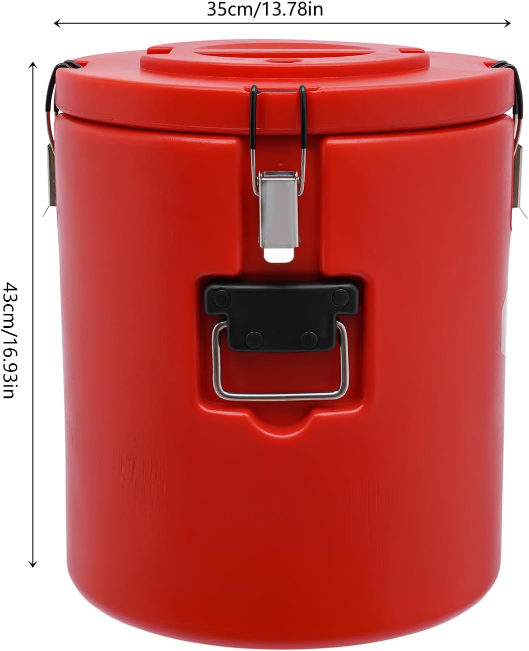 30L Stainless Steel Soup Container - 7.9Gal Hot/Cold Food Warmer & Cooler for Catering, Juice, Tea - Commercial Grade Buffet Storage Bucket, Red, H16.9 x D13.8