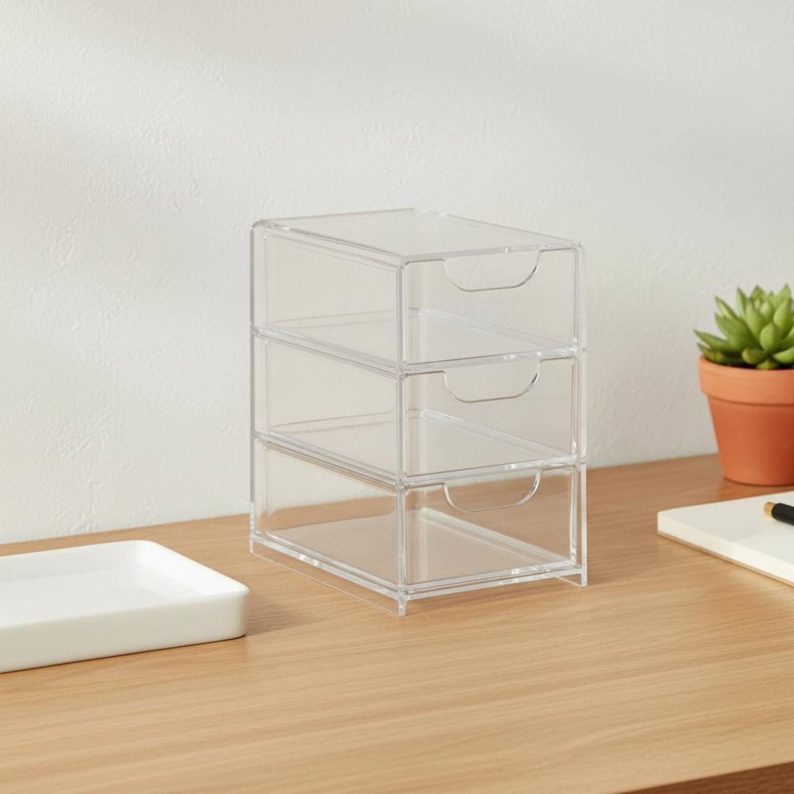 6 Piezas Organizador de Cajones Bandejas Acrílicas Transparentes Caja de Orden Apilable Contenedor para Útiles Y Accesorios Adecuado para Mesa de Trab, 5 piezas
