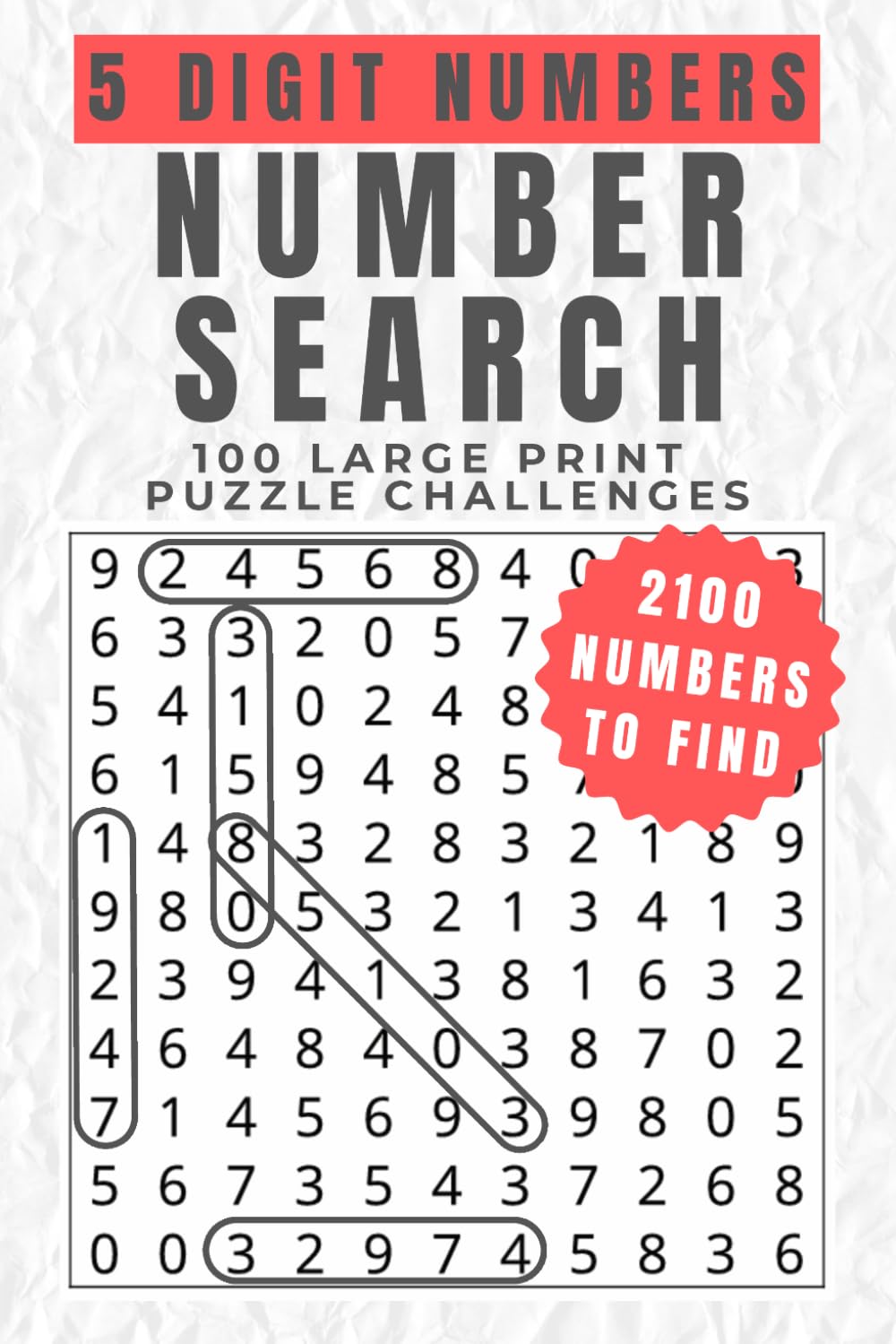 5 Digit Numbers Number Search: 100 Large Print Puzzle Challenges (Number Search Puzzle Collection)