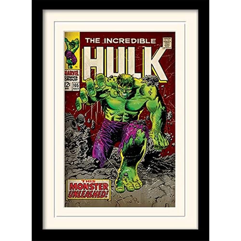 MARVEL MP11021P-PL Incredible Hulk (Monster Unleashed) 30x40 cm Mounted & Framed, Green