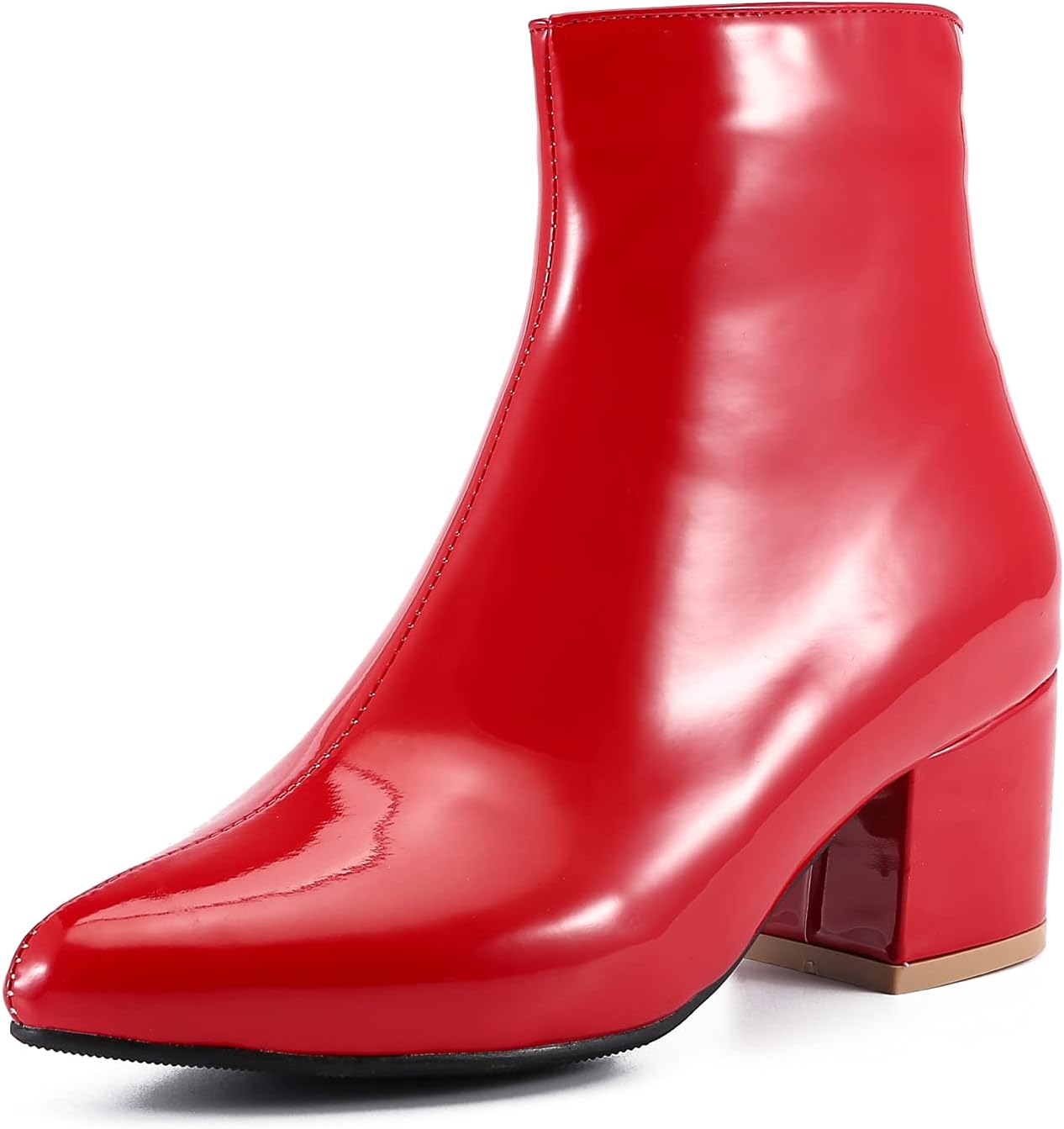 Womens Pointed Toe Ankle Boots Mid Chunky Heel Side Zipper Lined Fall Winter Fashion Boots