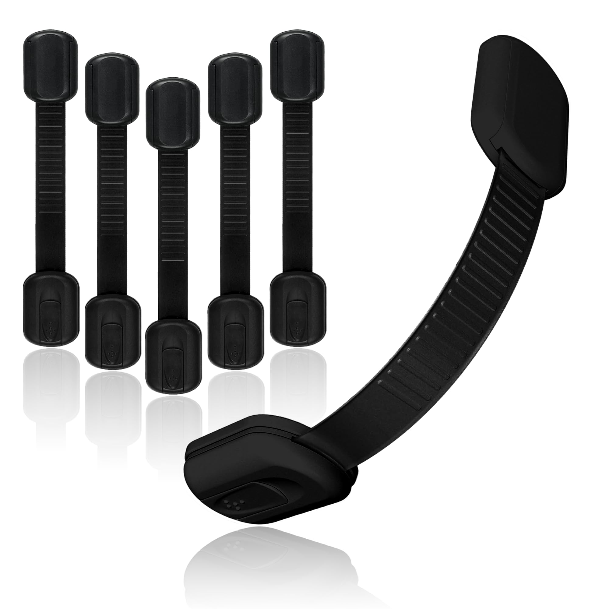 Cerraduras de seguridad para niños a prueba de bebés, seguras, rápidas y fuertes, fáciles de instalar y usar para muebles, cocina, asiento de inodoro, horno y muchos otros usos. (B - Negro, 6 piezas