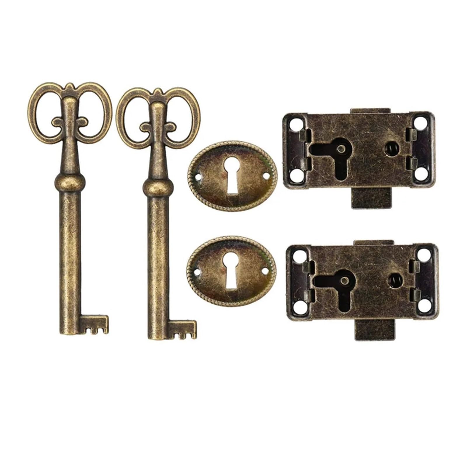 2pcs Antique Door Lock Drawer Jewelry Wood Box Cabinet Wardrobe Cupboard with Key Decorative Furniture Hardware for Cabinets